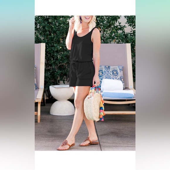 REORIA Womens Basic Summer Scoop Neck Sleeveless Tank Top Short Romper NEW - Picture 5 of 8